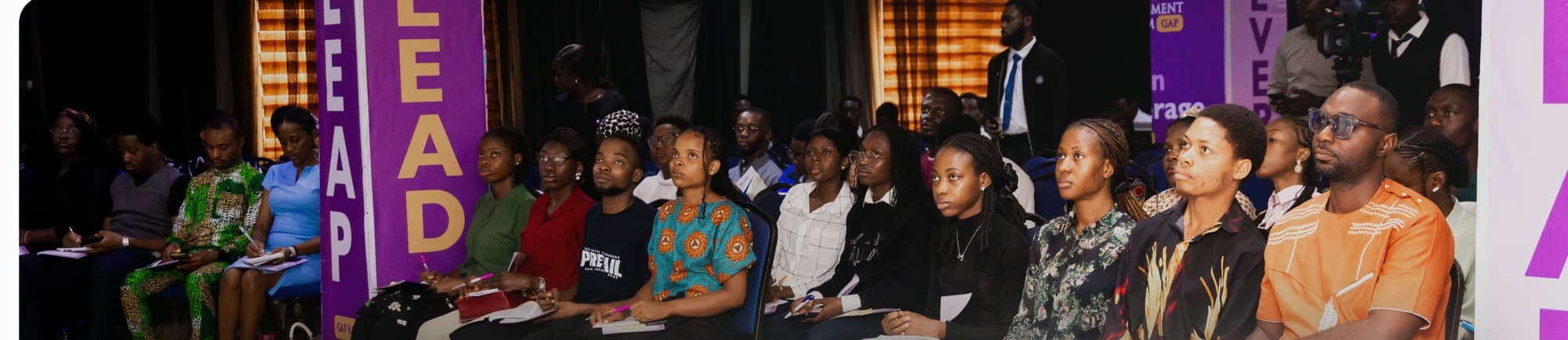 Students listening during a leadership event